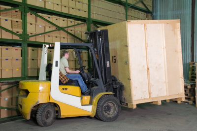 Man driving the forklift