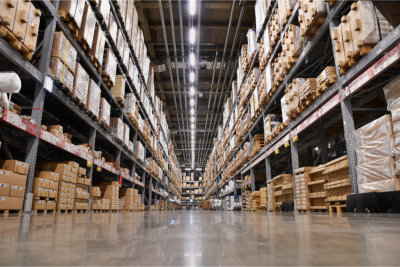 Pile of boxes inside the warehouse